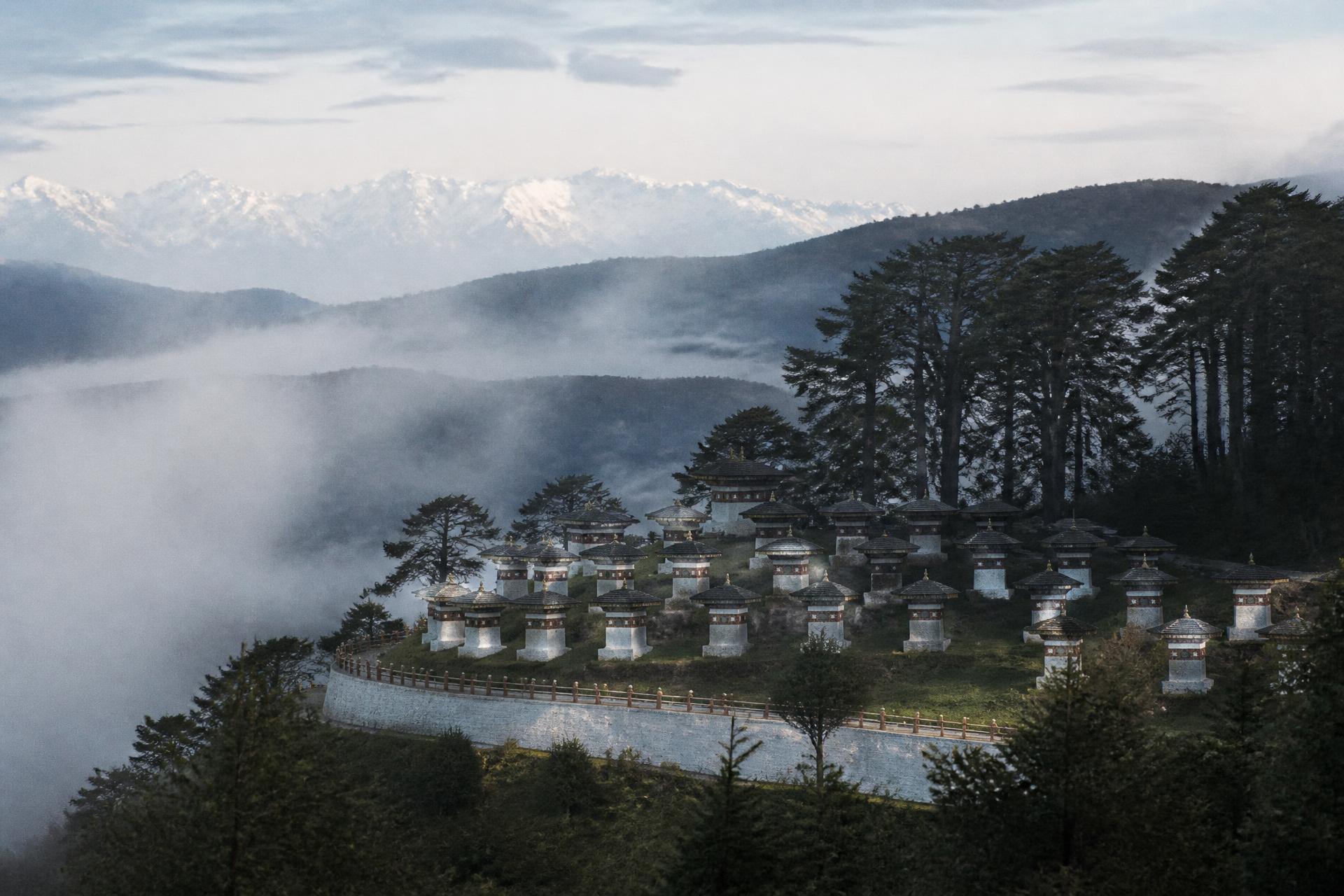 Dochula pass on the road to Punakha, Bhutan